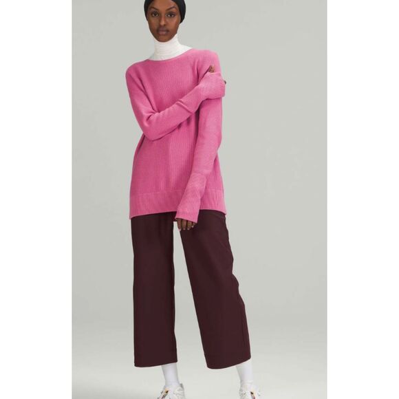 Lululemon Cashlu Cashmere Pink Crossover Back Sweater. Size 12 - Picture 1 of 6
